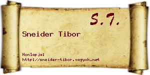Sneider Tibor névjegykártya